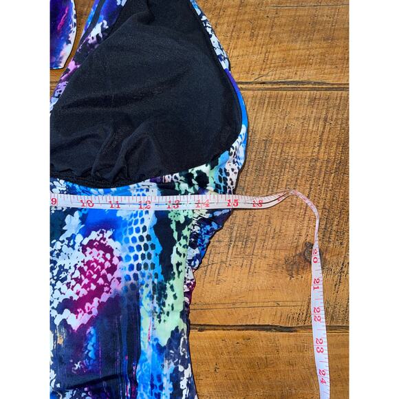 Womens MAGICSUIT Claudia Boa Green Blue Pink Snake‎ Halter Bathing Suit Size 12 - Picture 8 of 10